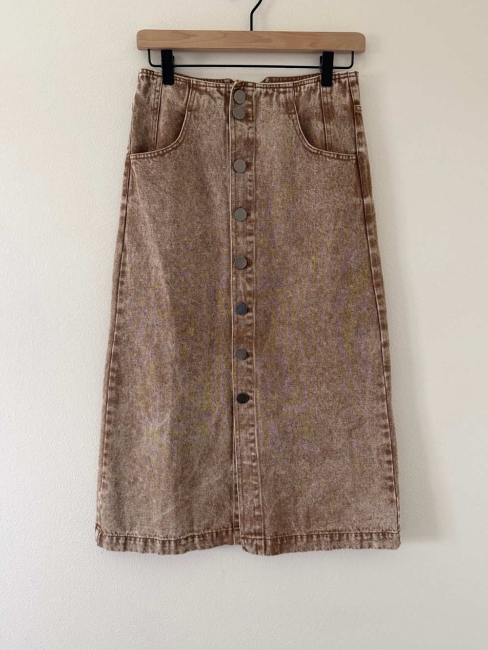 NWT- SoMe Steph Mineral Button Front Midi Denim Skirt size small - Picture 3 of 11